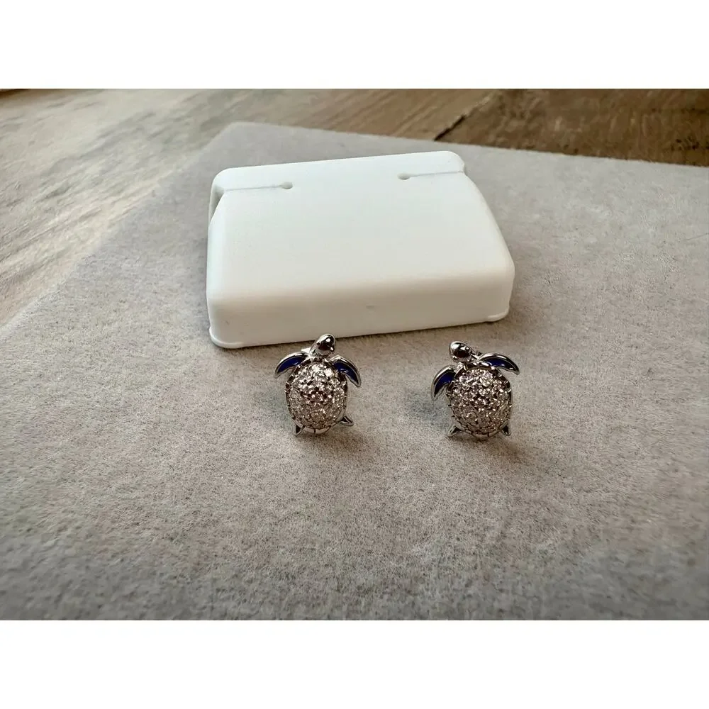 .75CTW Moissanite Turtle Earrings - New! Sterling Silver - Picture 7 of 7